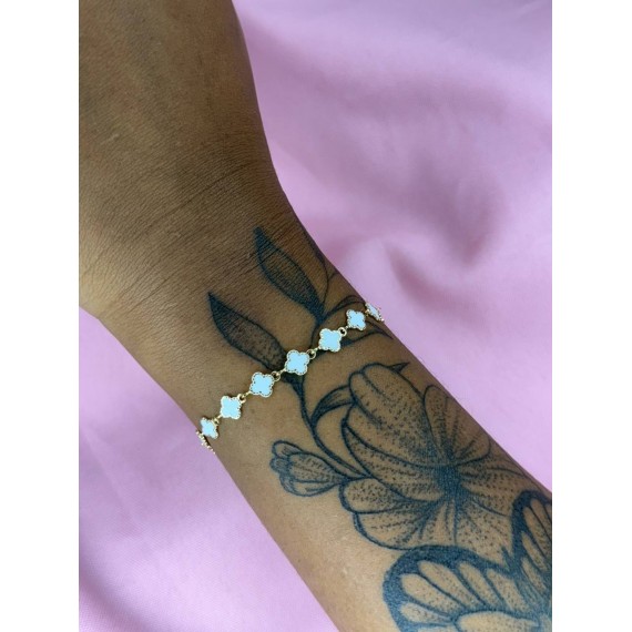 Pulseira Trevo e resina (Van Cleef) - Folheado a Ouro 18k