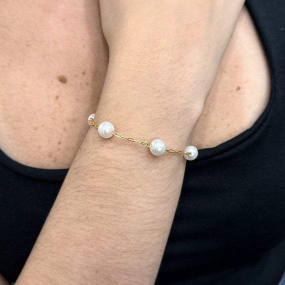 Pulseira de Bolinha Pérola - Folheado a Ouro 18k