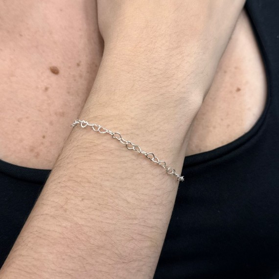Pulseira Elo Coração - Folheado a Prata