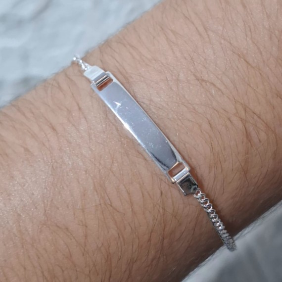 Pulseira com Plaquinha - Folheado a Prata 