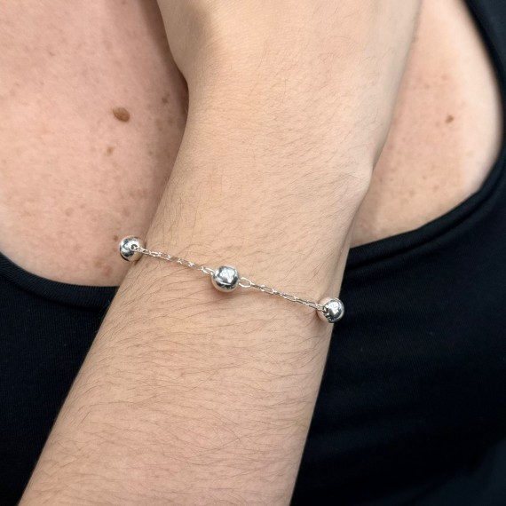 Pulseira de Bolinhas Lisas - Prata 925k