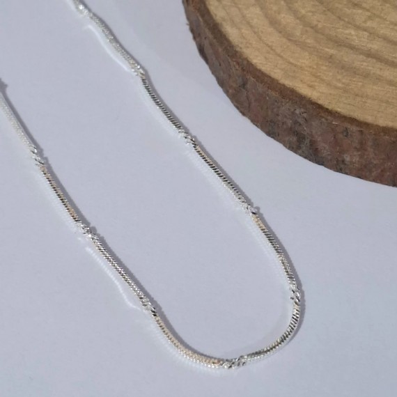 Cordão Elo Veneziana 45cm - Folheado a prata