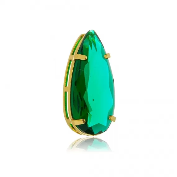 Pingente formato de gota composto por pedra de rivoli de vidro - Folheado a Ouro 18k