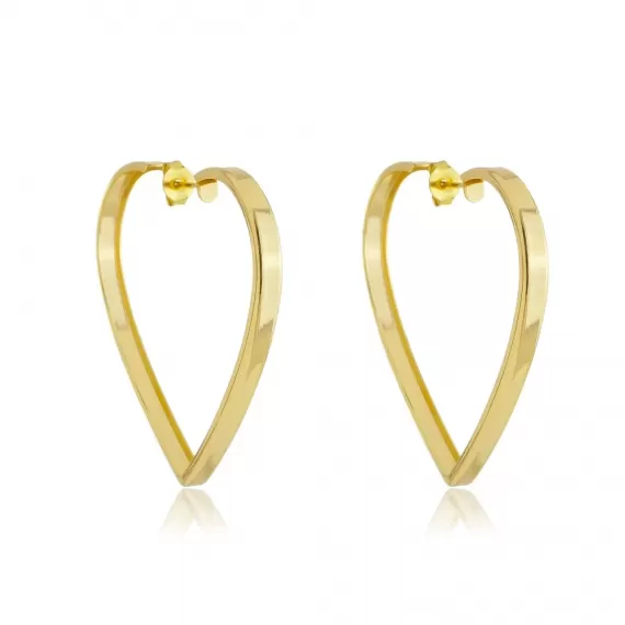 Brinco de Argola formato de coração - Folheado a Ouro 18k
