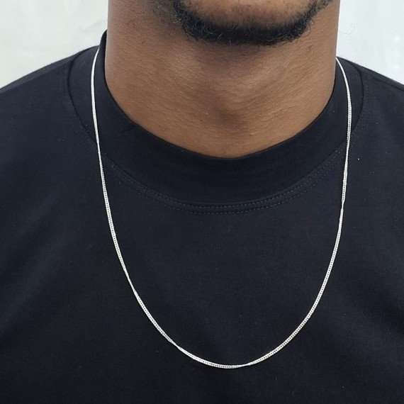 Cordão Masculino Quadrados Pequenos Finos - Folheado a Prata 