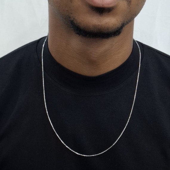 Cordão Masculino Quadrados Pequenos Finos - Folheado a Prata 