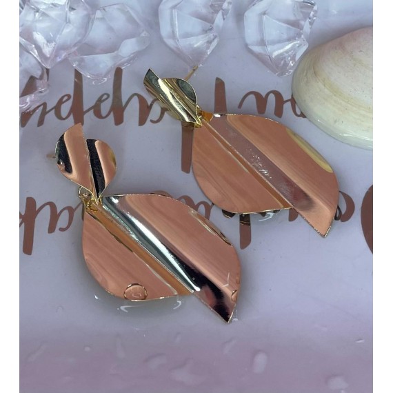 Brinco Folha Amassada - Folheado a Ouro 18k