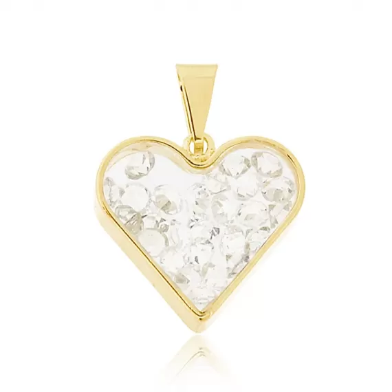 Pingente formato de coração com pedras de strass - Folheado a Ouro 18k
