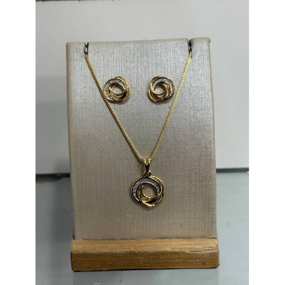 Conjunto Redemoinho com Pedras - Folheado a Ouro 18k