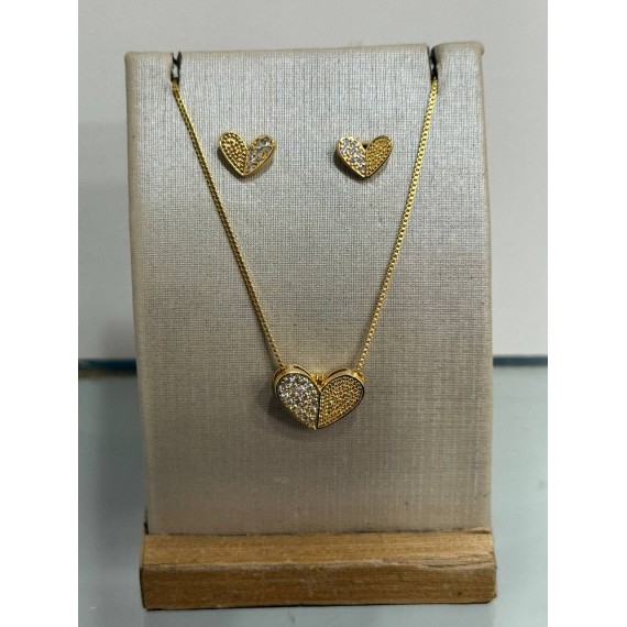 Conjunto Coração - Folheado a Ouro 18k