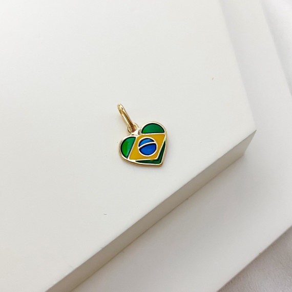 Pingente Coração do Brasil - Folheado a Ouro 18k