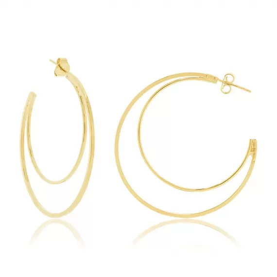 Brinco de meia argola com dois fios - Folheado a Ouro 18k