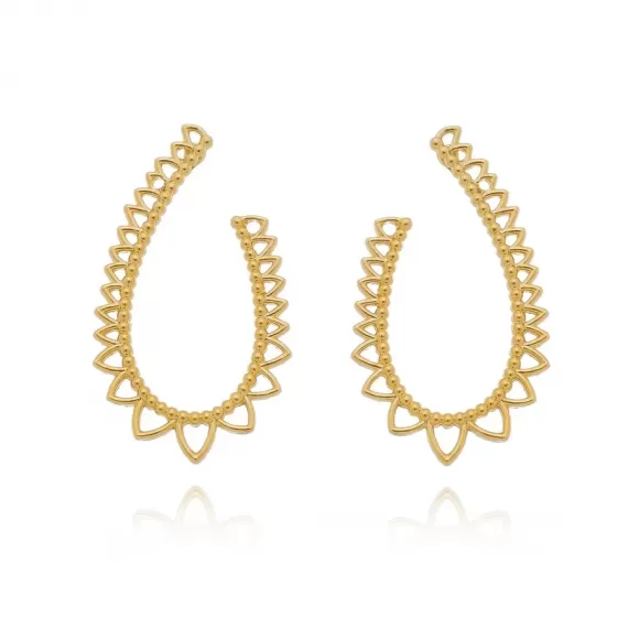 Brinco meia argola - Folheado a Ouro 18k