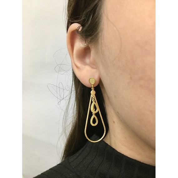Brinco Trabalhado + Gota - Folheado a Ouro 18k
