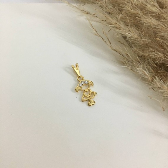 Pingente Menina Com Pedras - Folheado a Ouro 18k