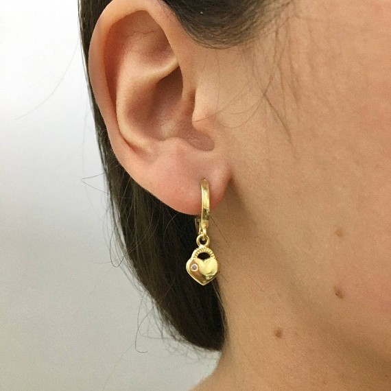Argola Pingente Coração - Folheado a Ouro 18k
