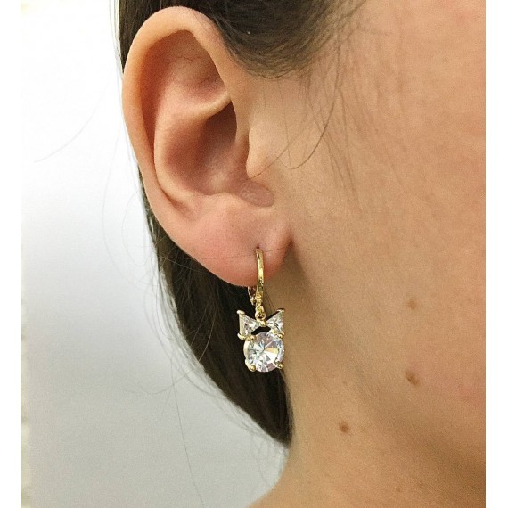 Argola Pingente De Pedras - Folheado a Ouro 18k