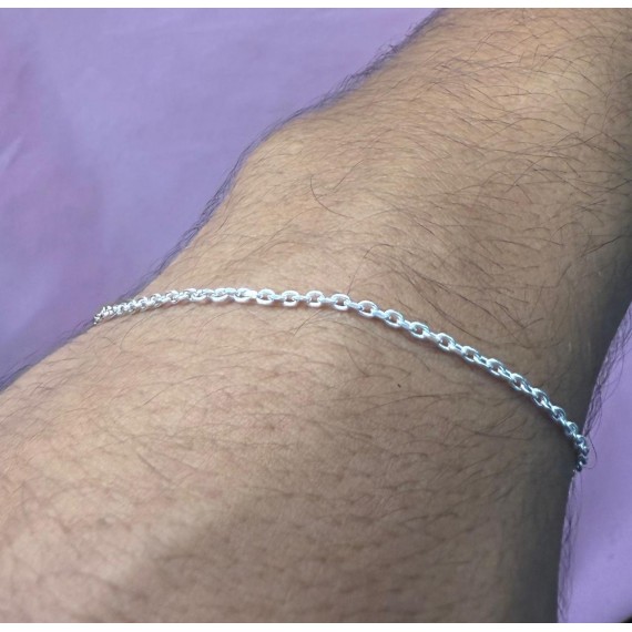 Pulseira Elo Cadeado Fino - Prata 925k 
