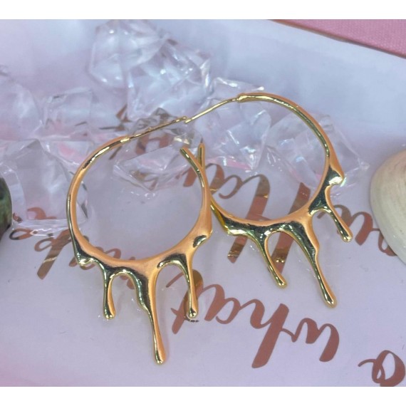 Argola Derretida - Folheado a Ouro 18k