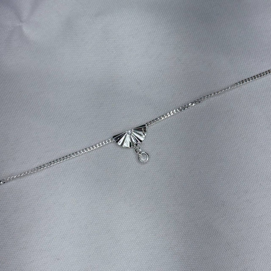 Tornozeleira Leque com Pedra - Folheado a Prata