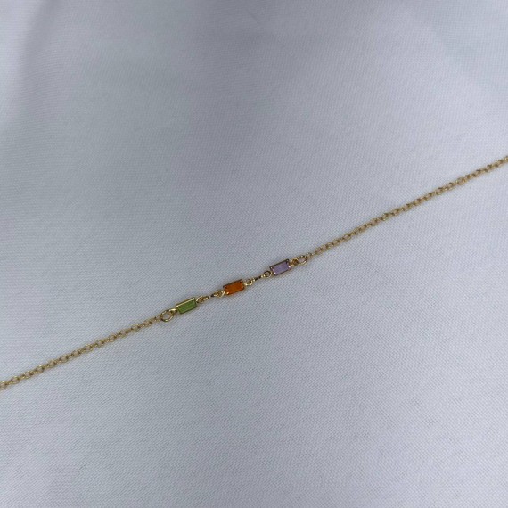 Tornozeleira com 3 pedras Coloridas - Folheado a Ouro 18k