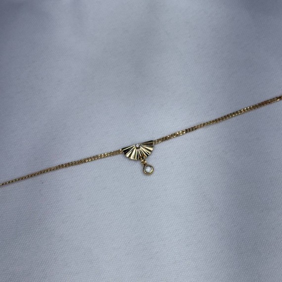 Tornozeleira Leque com Pedra - Folheado a Ouro 18k