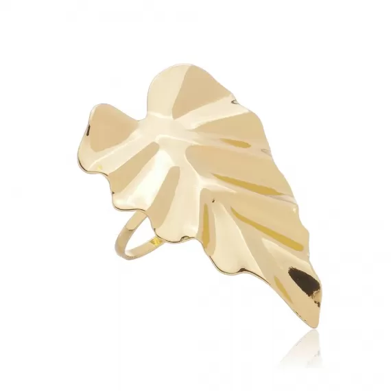 Anel modelo de folha - Folheado a Ouro 18k