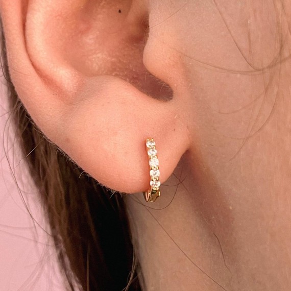 Brinco de Argola Cravejada - Folheado a Ouro 18k