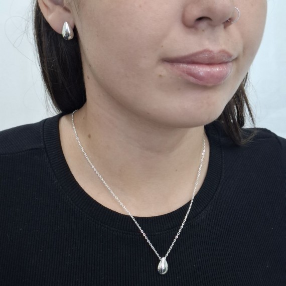 Conjunto de Gota Preenchido - Folheado a Prata