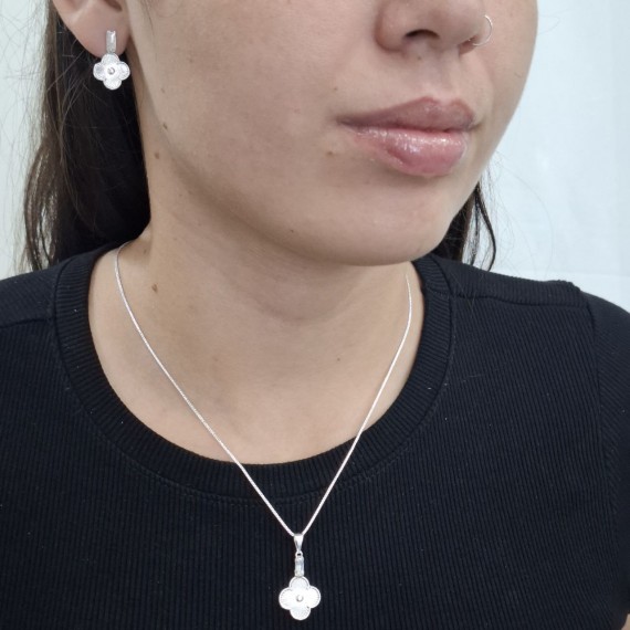 Conjunto Trevo - Folheado a Prata 