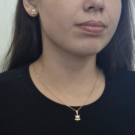 Conjunto Coruja - Folheado a Ouro 18k