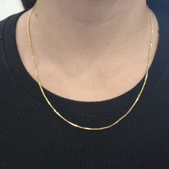 Cordão Elo Veneziana 45cm - Folheado a Ouro 18k