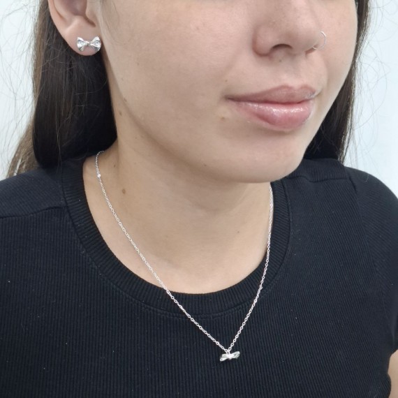 Conjunto de Laço - Folheado a Prata 