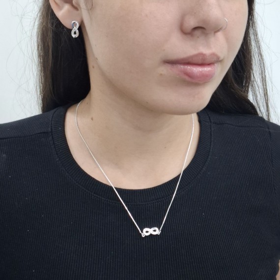 Conjunto Infinito com Pedras - Folheado a Prata