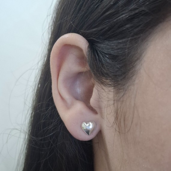 Brinco de Coração Preenchido - Prata 925k