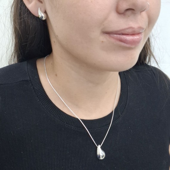 Conjunto Gota lisa - Folheado a Prata 