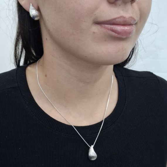 Conjunto Gota Trabalhado - Folheado a Prata