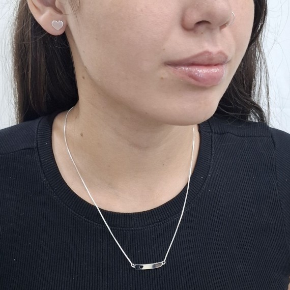 Conjunto de Coração + Plaquinha - Folheado a Prata