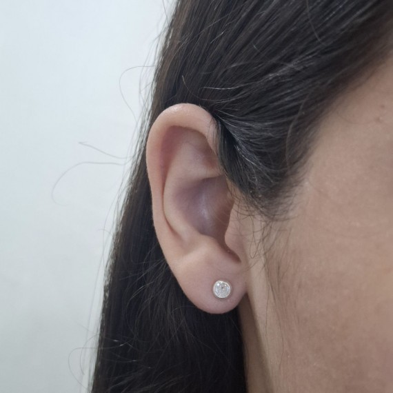 Brinco Círculo com Pedra - Prata 925k