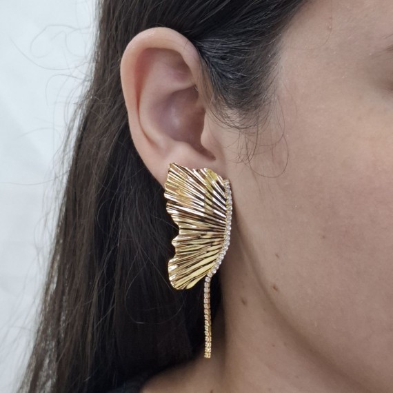 Brinco Meia Borboleta com Pedras - Folheado a ouro 18k