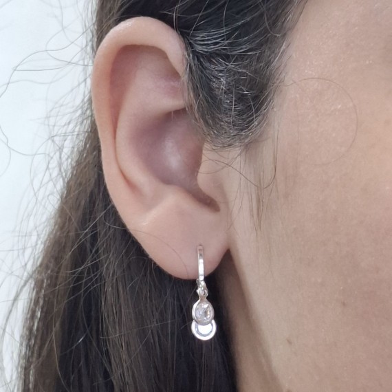 Brinco Argolinha e Ponto de Luz - Folheado a Prata