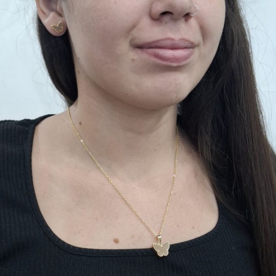 Conjunto de Borboleta Bege - Folheado a ouro 18k 