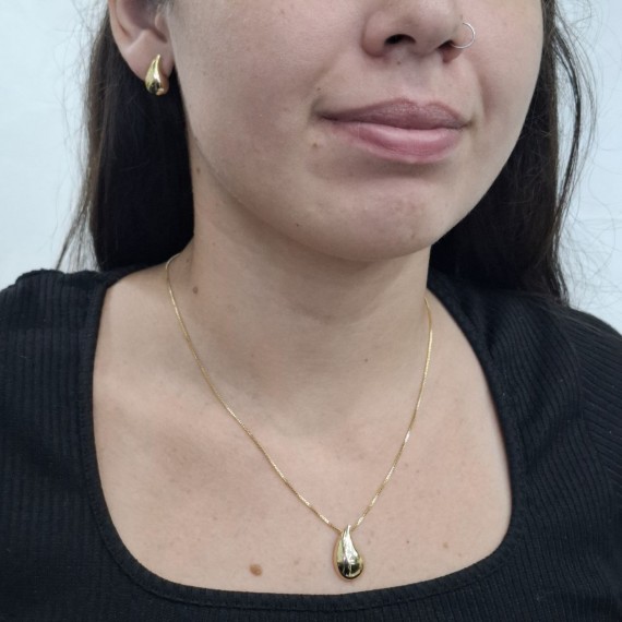 Conjunto Formato de Vírgula Dourado - Folheado a ouro 18k 