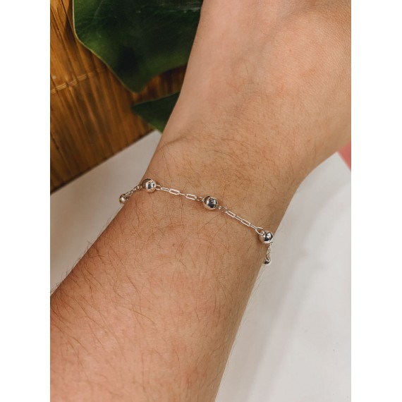 Pulseira de Bolinhas P - Prata 925k