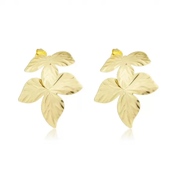 Brinco formato de folhas - Folheado a Ouro 18k