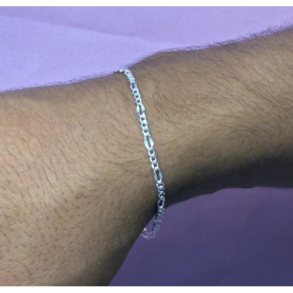 Pulseira Elo 3x1 fino - Prata 925k