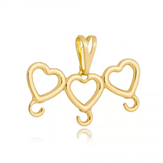 Pingente formato de coração vazado + contra argola - Folheado a Ouro 18k
