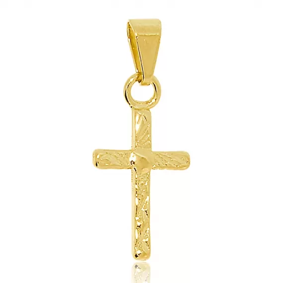 Pingente crucifixo trabalhado - Folheado a Ouro 18k