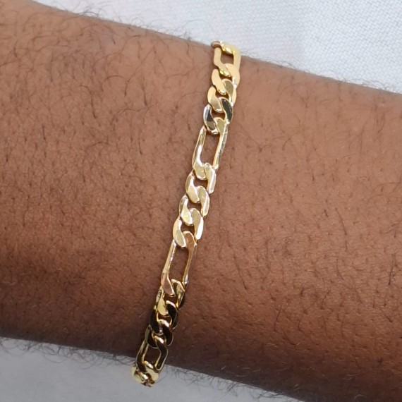 Pulseira Masculina corrente com elo 3x1 - Folheado a Ouro 18k