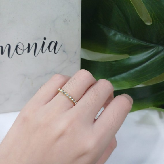 Anel Cravejado - Folheado a Ouro 18k